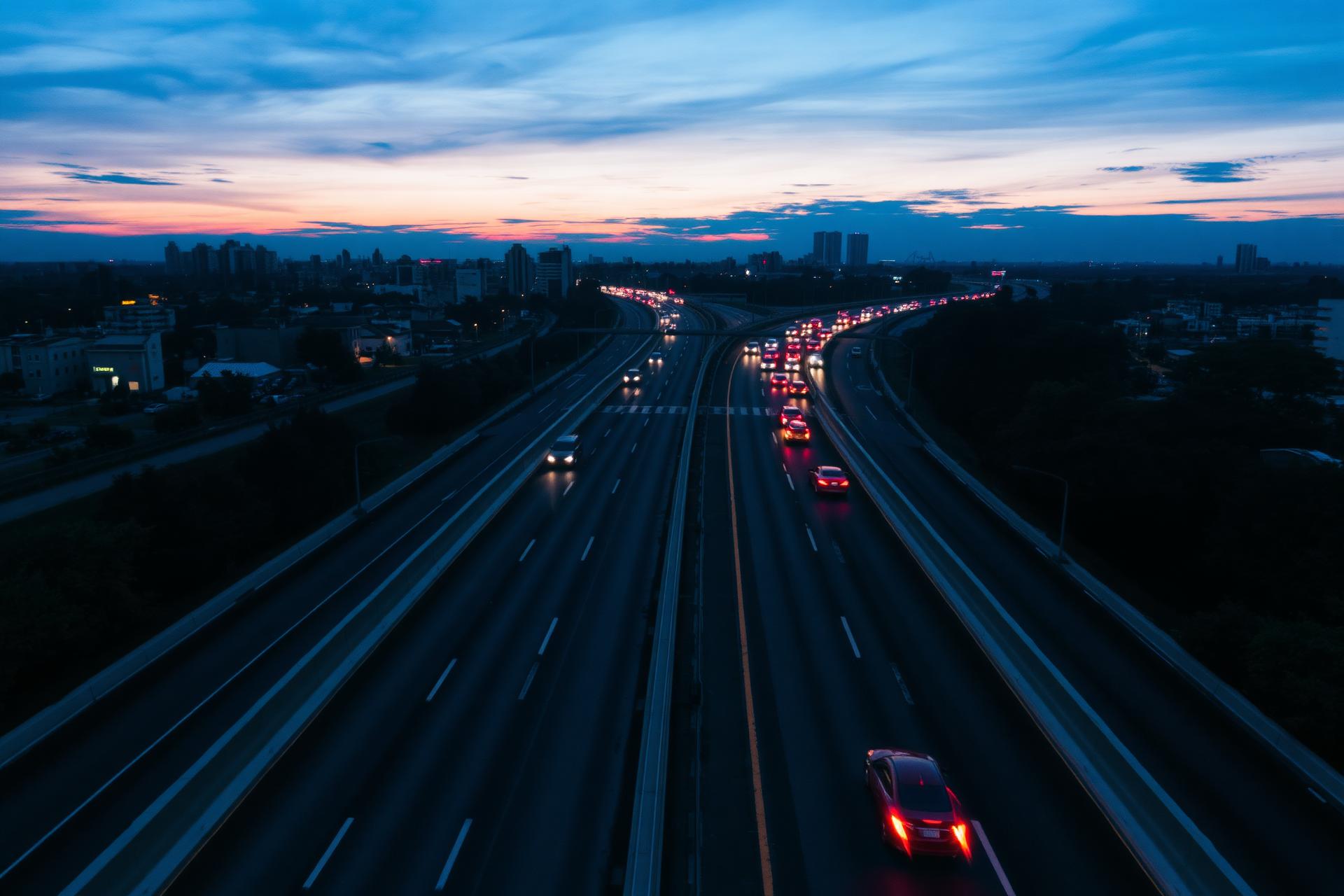 Rodovia urbana com barreira mediana